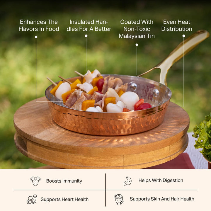 Copper Frypan (Frying Pan) with Brass Handle - Saute Pan P-TAL