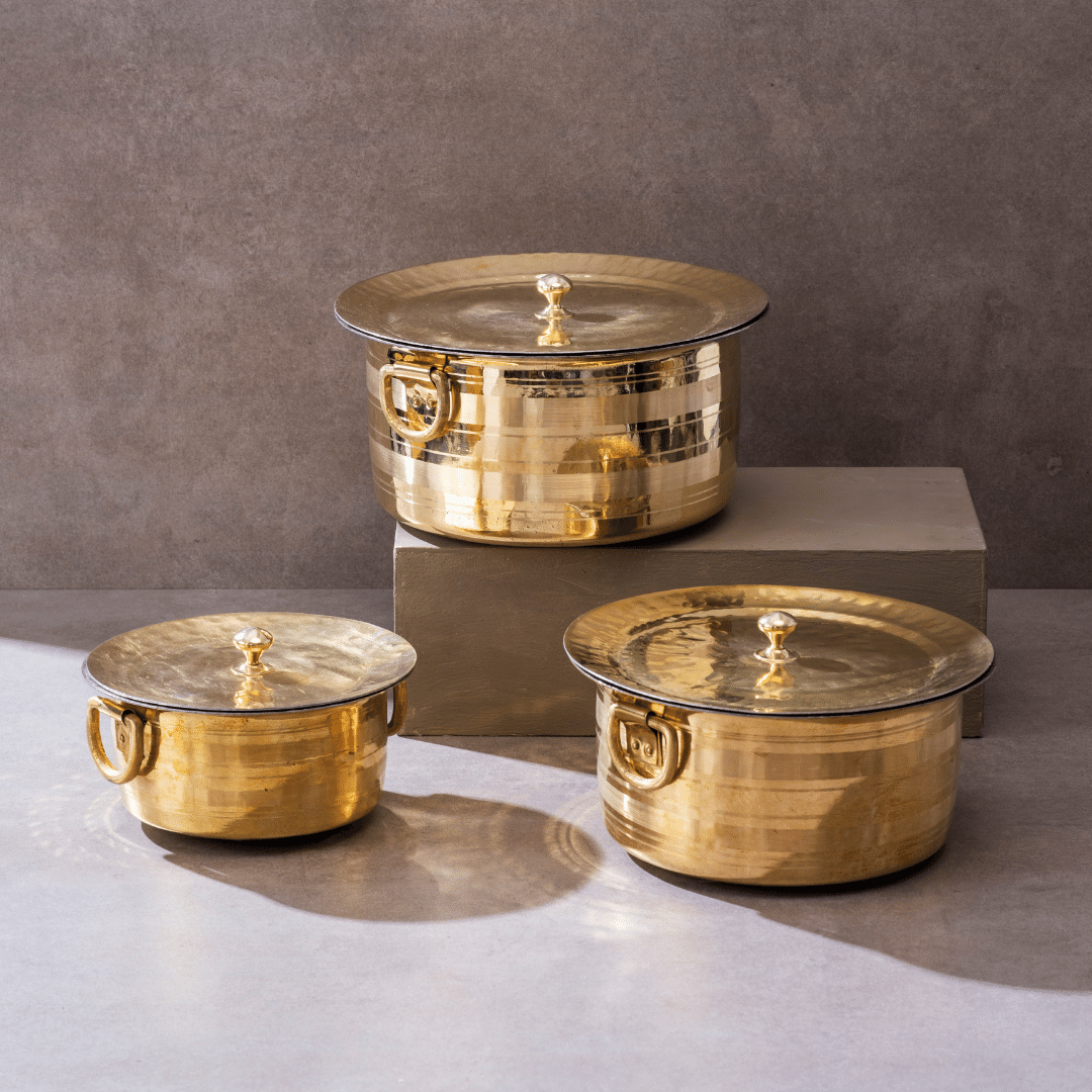Set of 3 Brass Pots