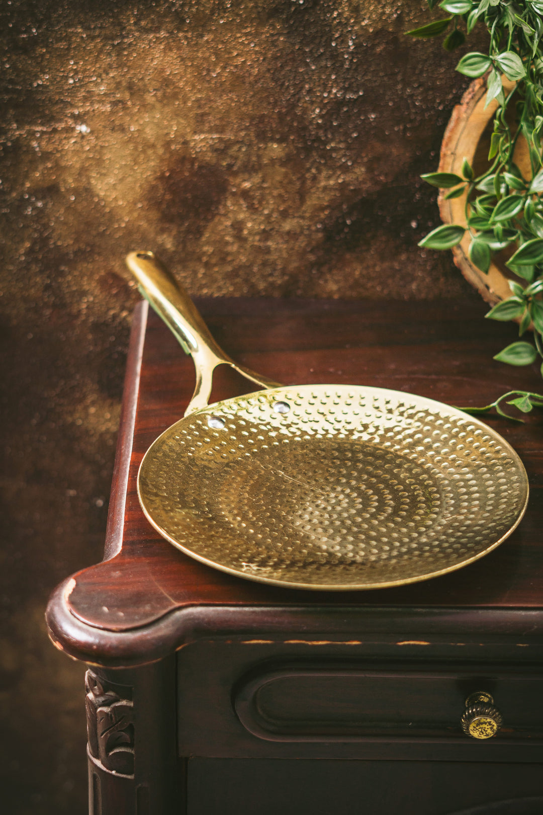 Brass Roti Tawa with Insulated handle And Ghee Pot Combo