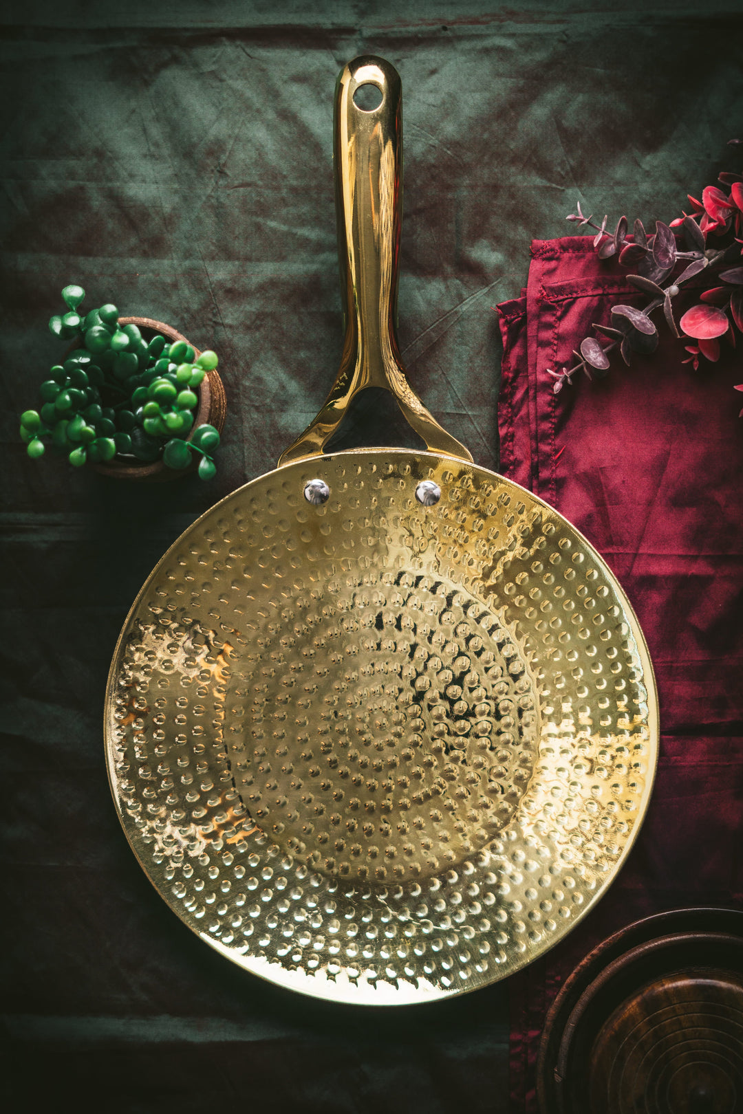 Brass Roti Tawa with Insulated handle And Ghee Pot Combo