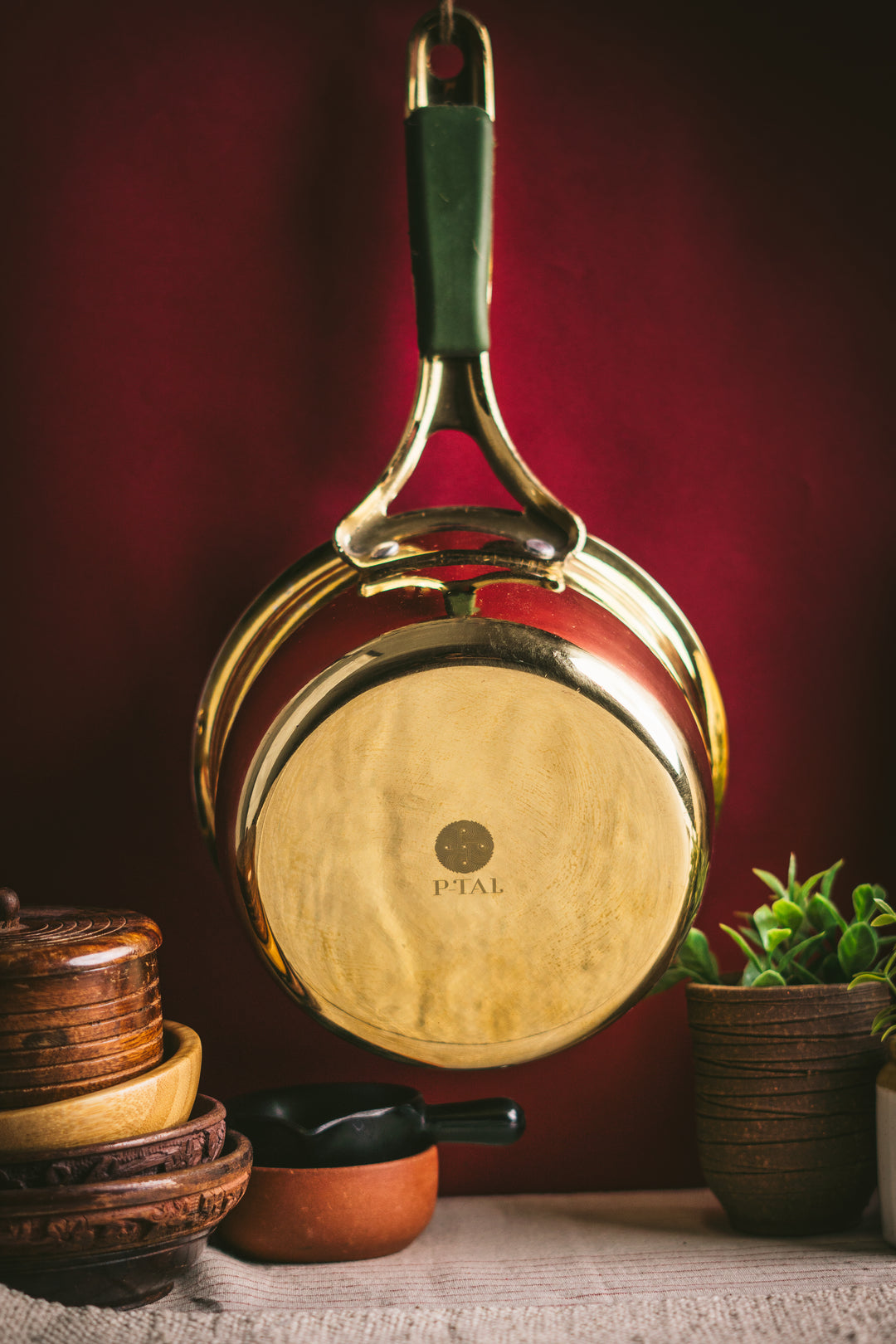 Set of 2 Brass Saucepans with Insulated handles (1.1 QT , 1.6 QT)