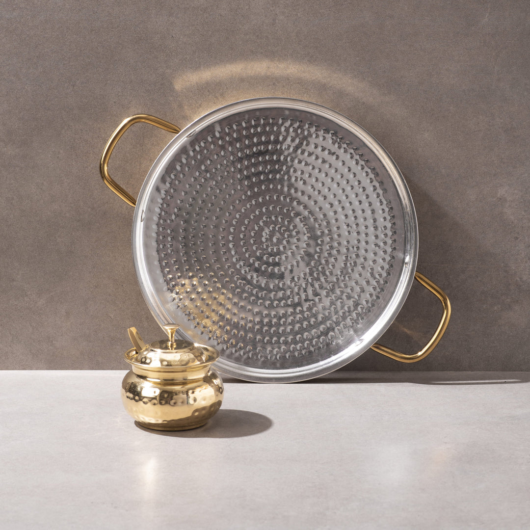 Brass Dosa Tawa with Insulated handles And Brass Ghee Pot Combo P-TAL: Traditional Kitchenware and Drinkware