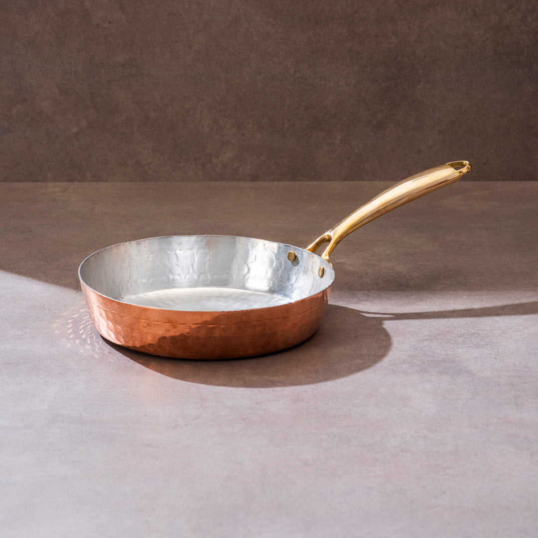 Copper Frying Pan with Brass Handle