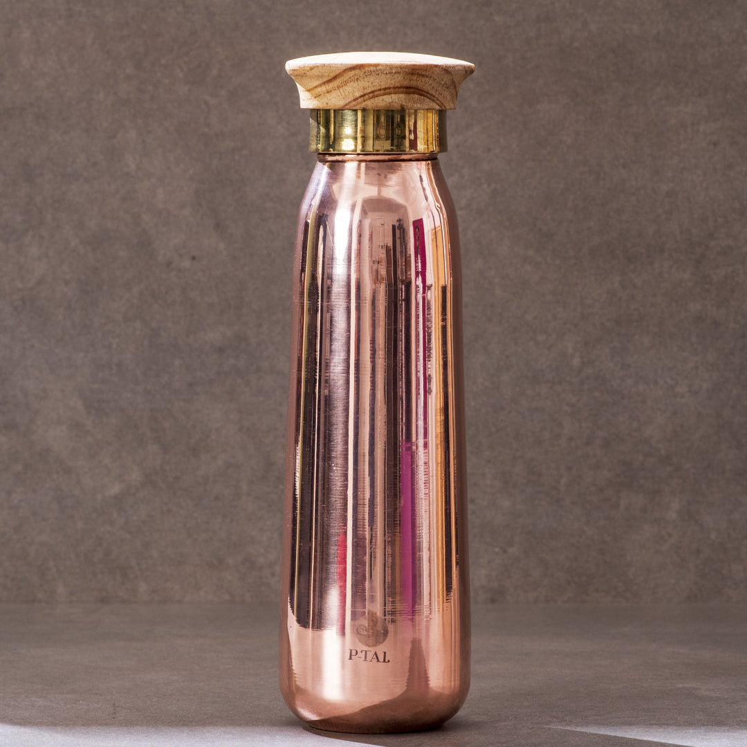 Copper Bottle with wooden cap | P-TAL