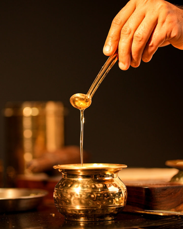 Brass Ghee Pot with Spoon