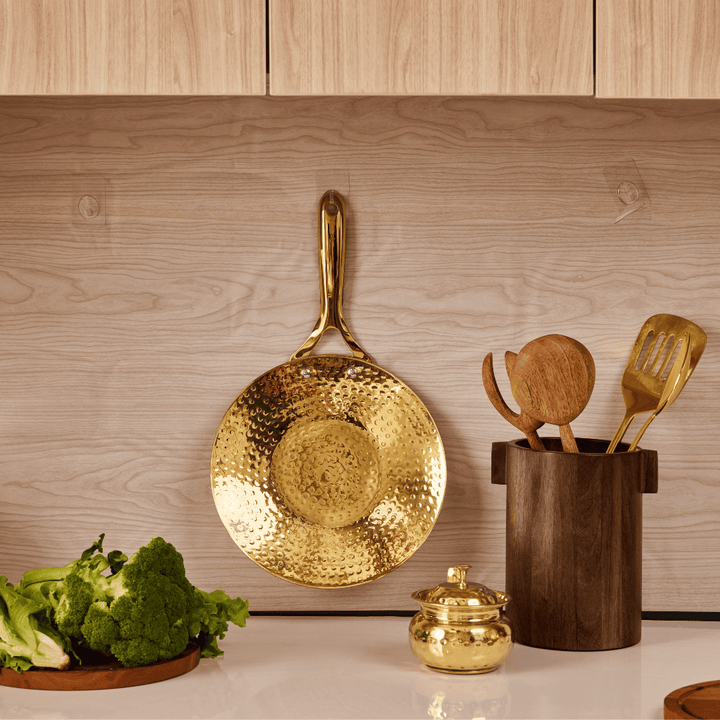 Brass Roti Tawa with Insulated handle And Ghee Pot Combo