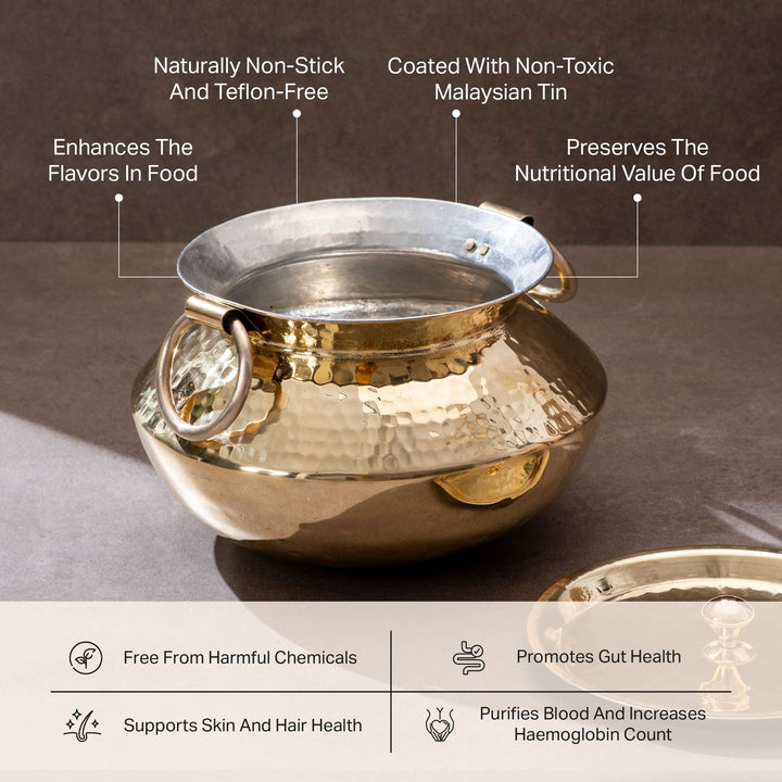 Brass Indian Style Wok/ Brass Soup Pot P-TAL
