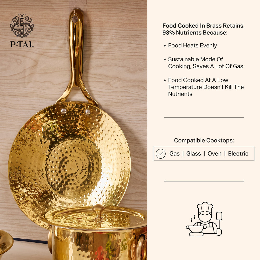 Brass Roti Tawa with Insulated handle And Ghee Pot Combo