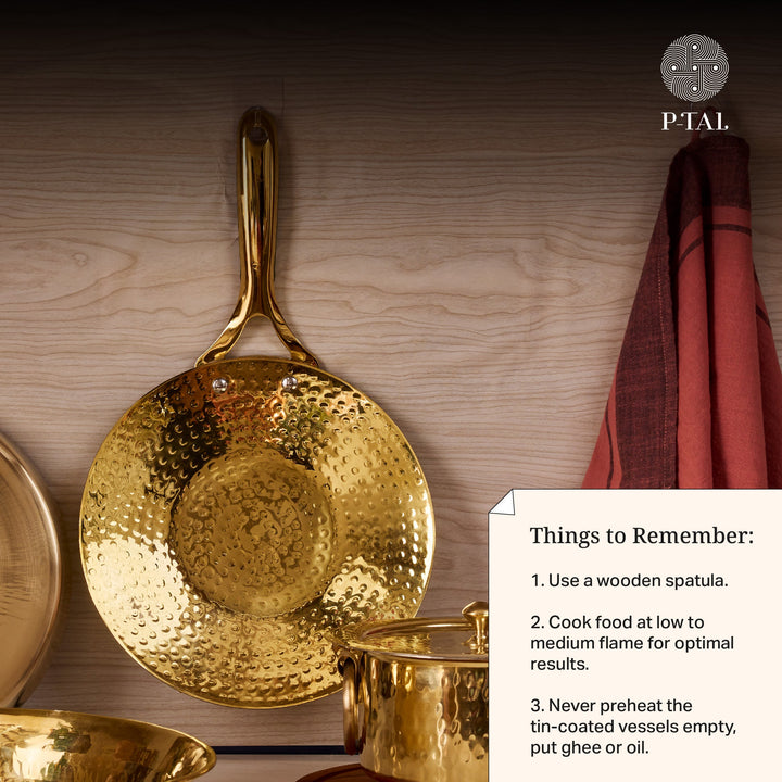 Brass Roti Tawa with Insulated handle And Ghee Pot Combo