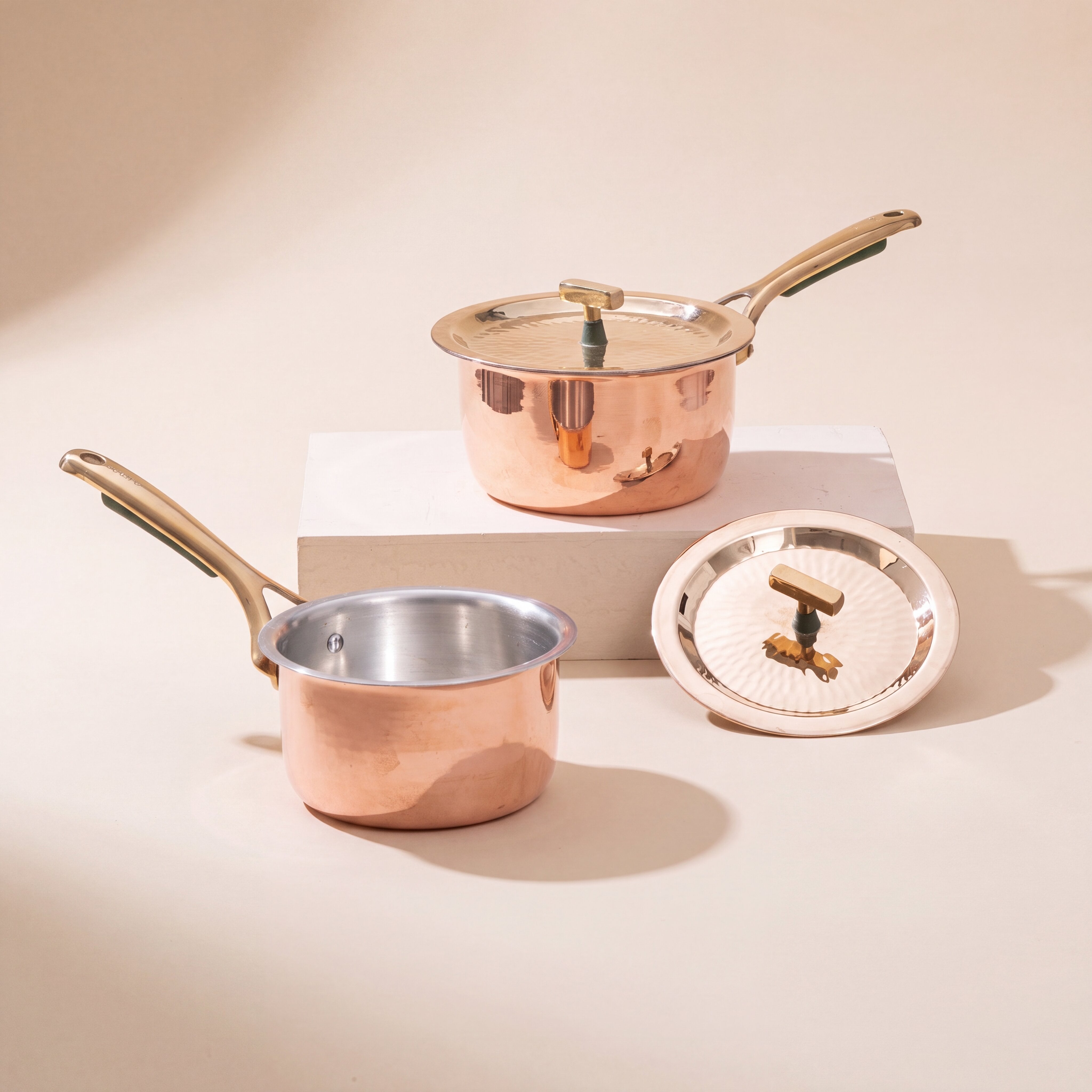 Set of Copper Saucepans (4 Piece Set)