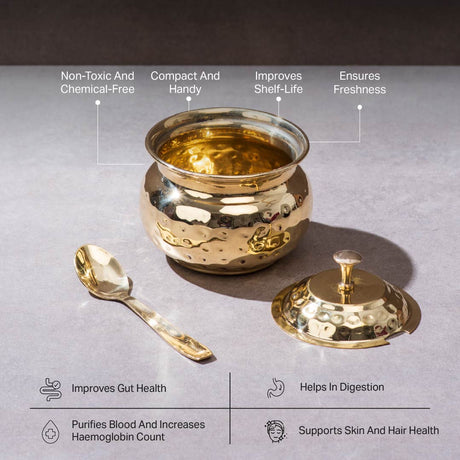 Brass Roti Tawa with Insulated handle And Ghee Pot Combo P•TAL