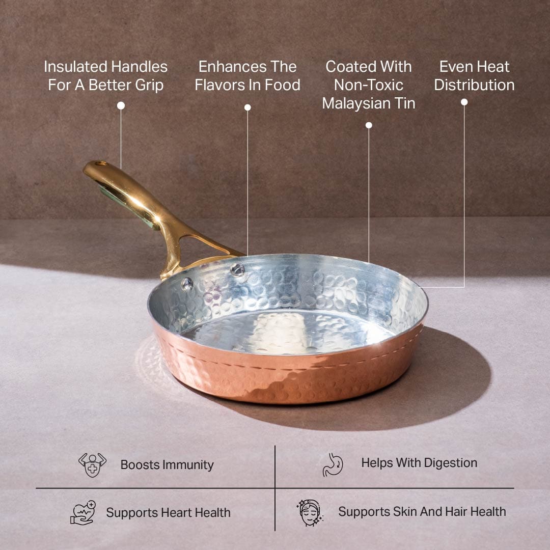 Copper Frypan (Frying Pan) with Brass Handle - Saute Pan