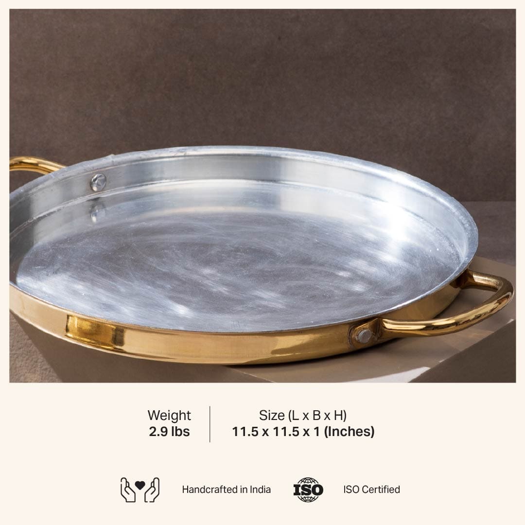 Brass Dosa Tawa with Insulated handles- All Purpose Pan