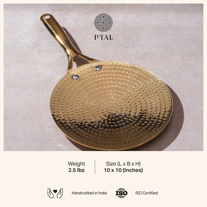 Brass Roti Tawa with Insulated handle And Ghee Pot Combo P-TAL: Traditional Kitchenware and Drinkware