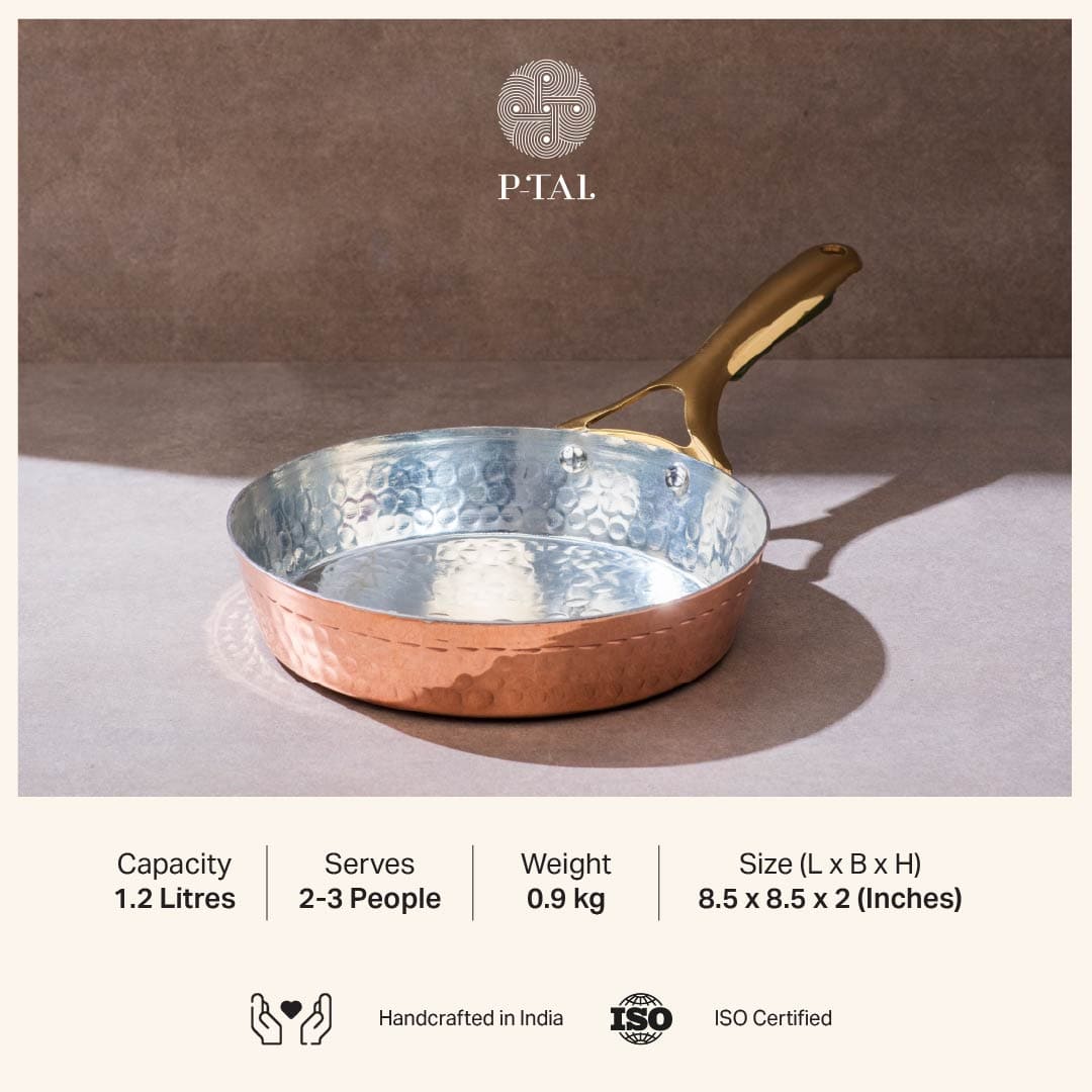 Copper Frypan (Frying Pan) with Brass Handle - Saute Pan