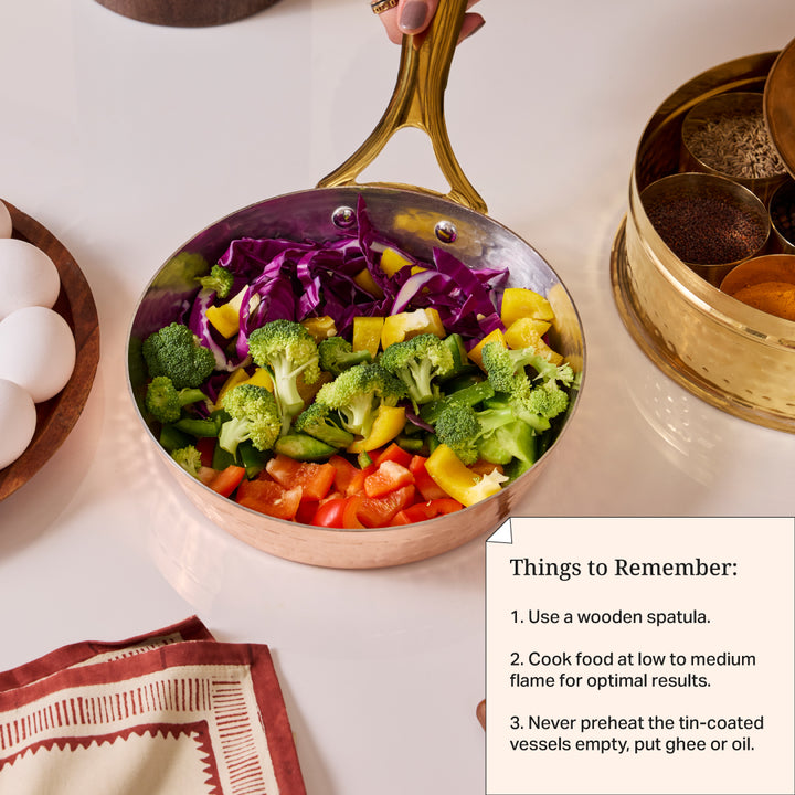 Copper Frypan (Frying Pan) with Brass Handle - Saute Pan