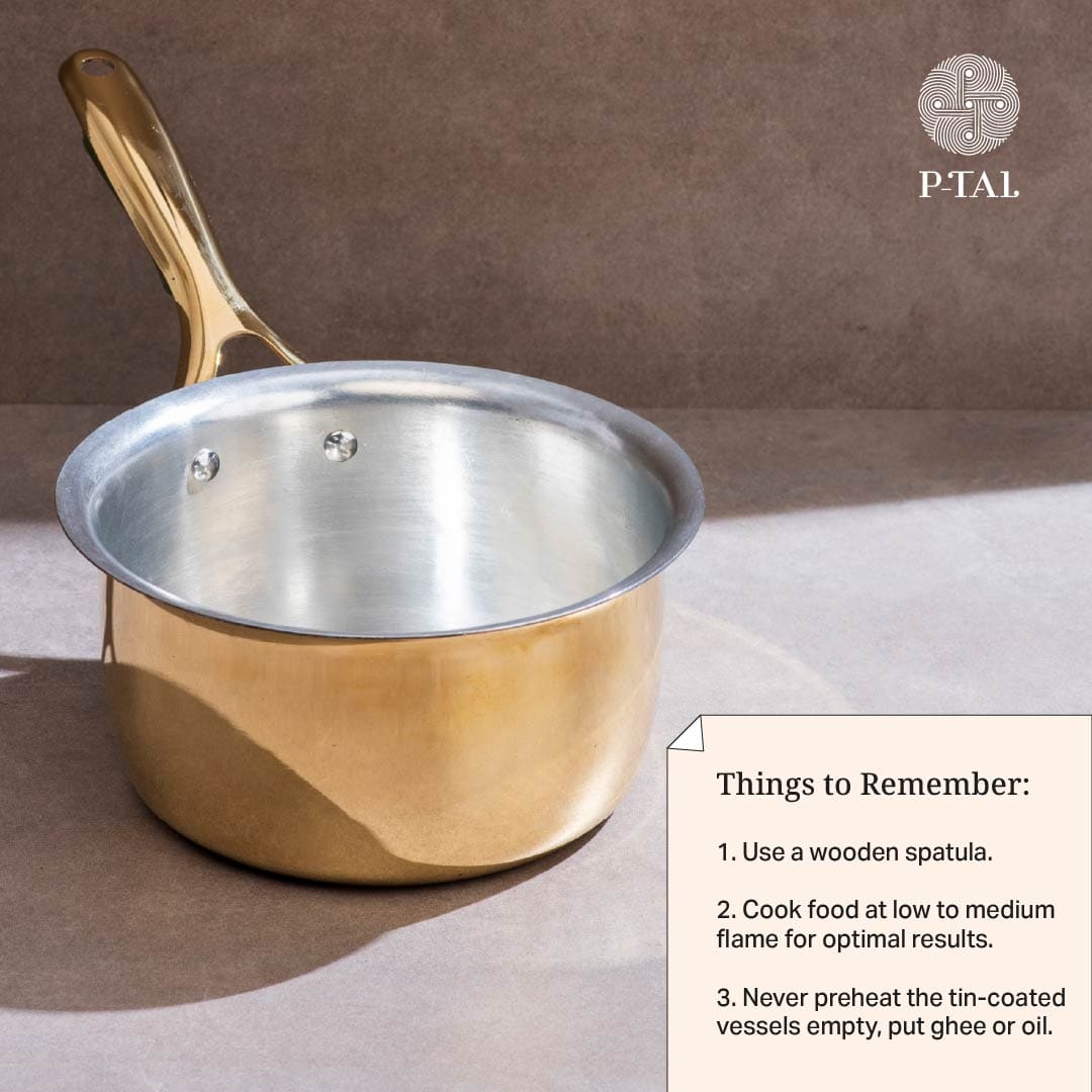 Chai Starter Kit (Brass Saucepan with Insulated handle + Brass Mortar and Pestle)