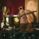 Brass Saucepan with insulated steel base with golden PVD coating handle
