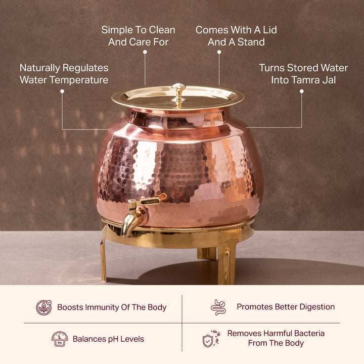 Copper water dispenser set