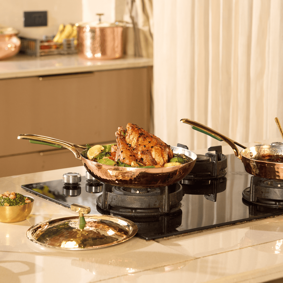 Copper Frying Pan (Frypan with Insulated Brass Handle - Saute Pan) P-TAL