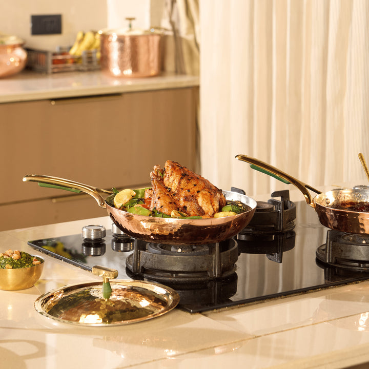 Copper Frying Pan (Frypan with Insulated Brass Handle - Saute Pan)