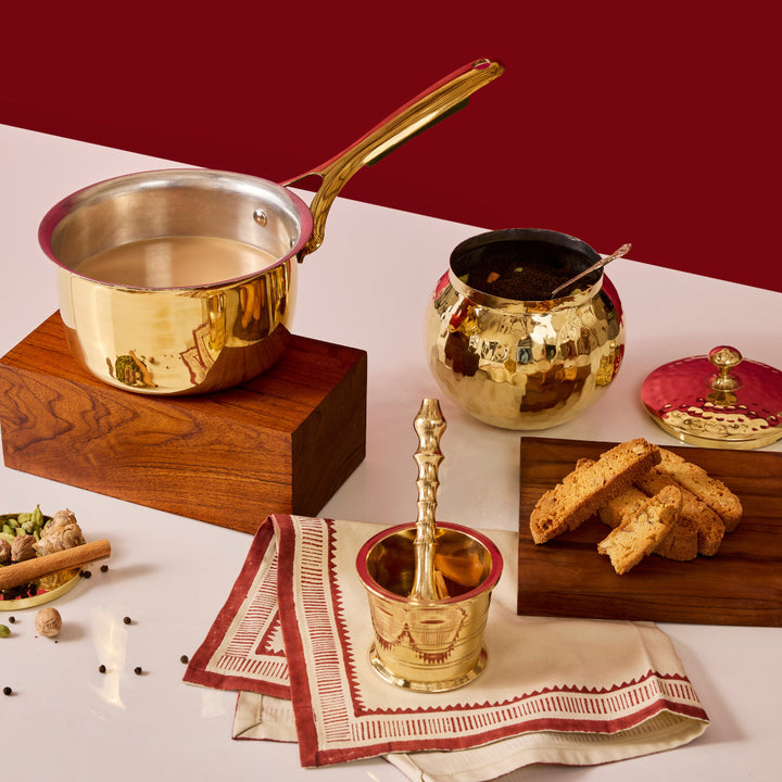 Brass Saucepan with insulated handle