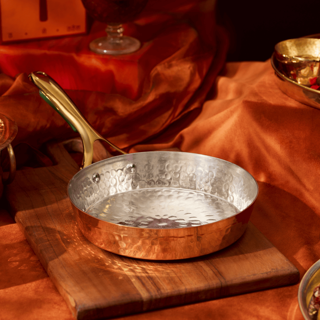 Copper Frypan (Frying Pan) with Brass Handle - Saute Pan P-TAL