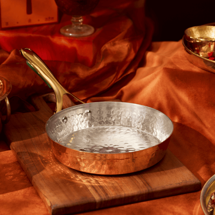 Copper Frypan (Frying Pan) with Brass Handle - Saute Pan P-TAL