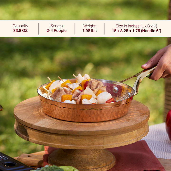 Copper Frypan (Frying Pan) with Brass Handle - Saute Pan