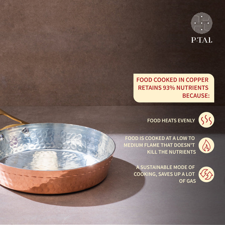 Copper Frypan (Frying Pan) with Brass Handle - Saute Pan