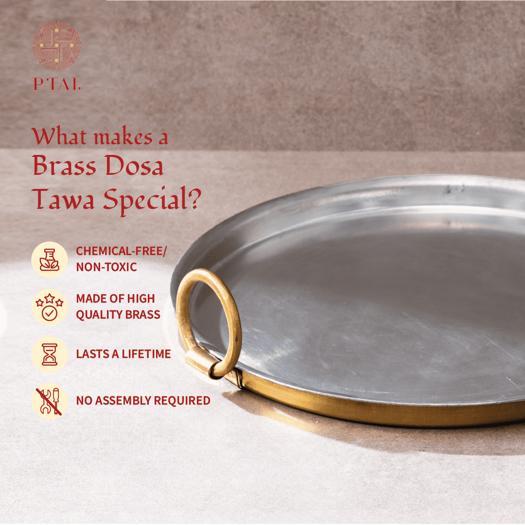 Brass Dosa Tawa And Brass Ghee Pot Combo 4 Pieces Set