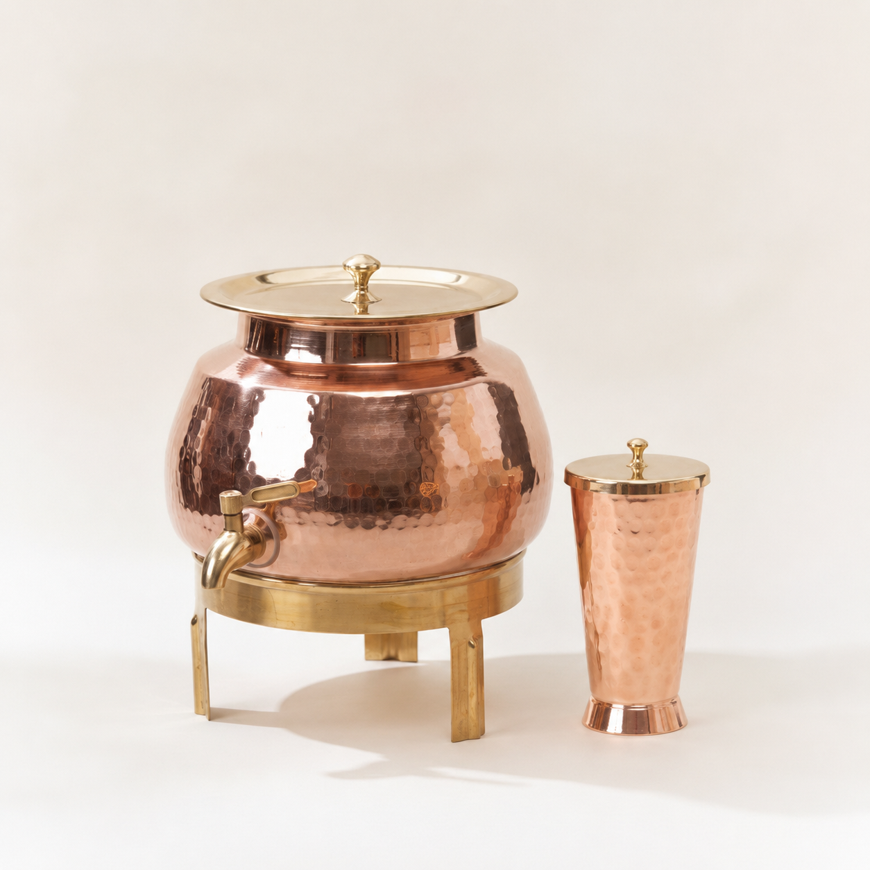 Copper water dispenser set