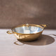 Brass Flat Base Wok with Glass lid - Kadhai (Deep & flat bottom cooking/serving utensil - karahi) P•TAL