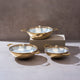 Set of 3 Brass Woks with Glass lids/Kadhai (Circular & Deep cooking/ serving Utensil) - 1L round, 3L round and 3L flat 6 Pieces Set P•TAL