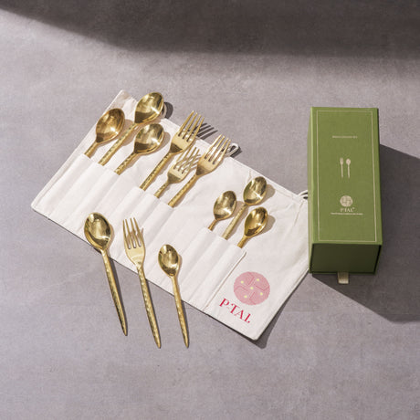 Brass Hammered Cutlery Set (Set of 4) P-TAL