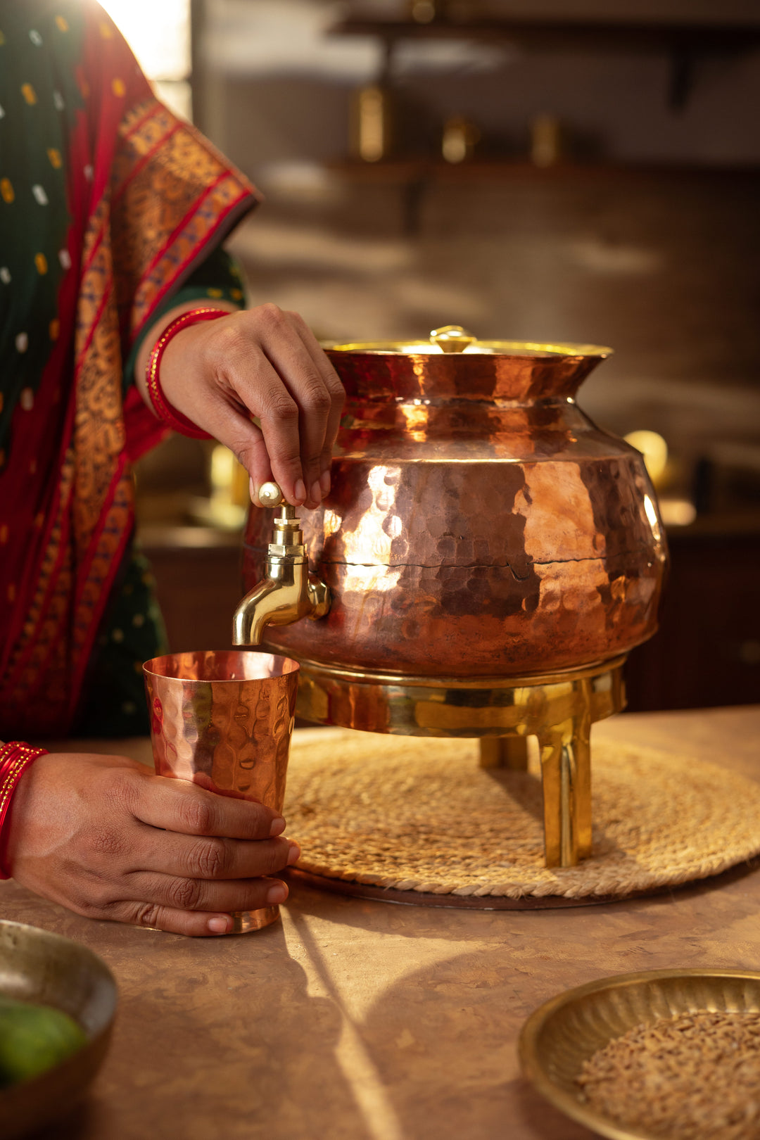water dispenser and glass
