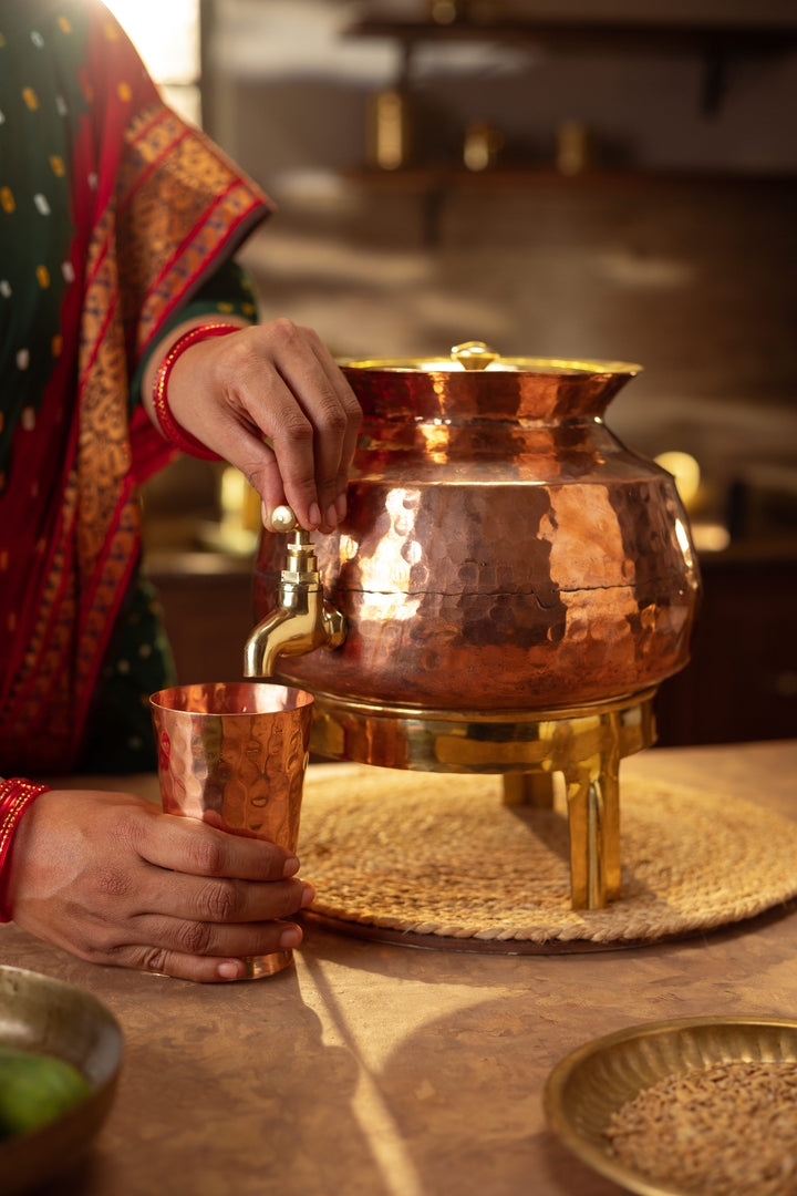 water dispenser and glass