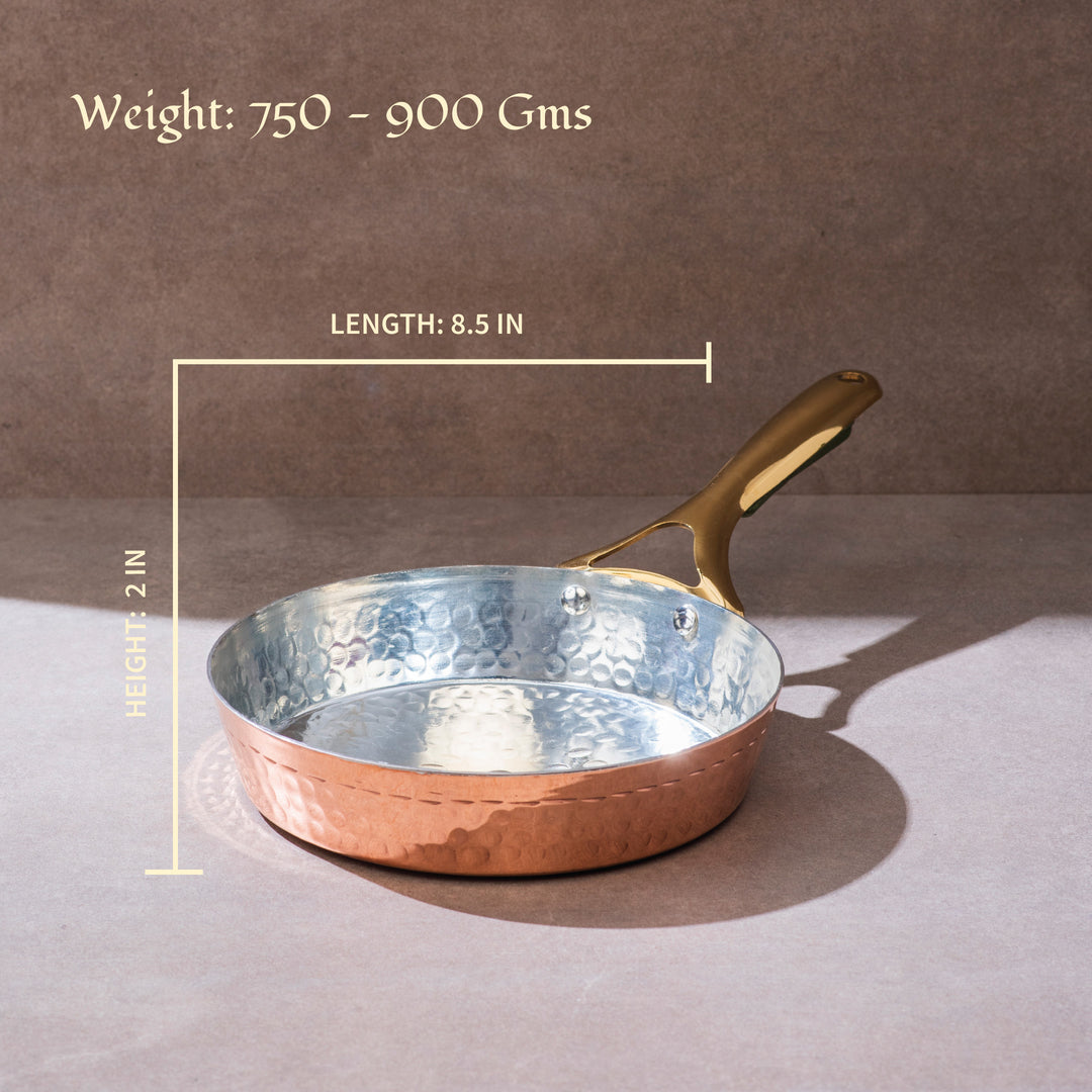 Copper Frypan (Frying Pan) with Brass Handle - Saute Pan