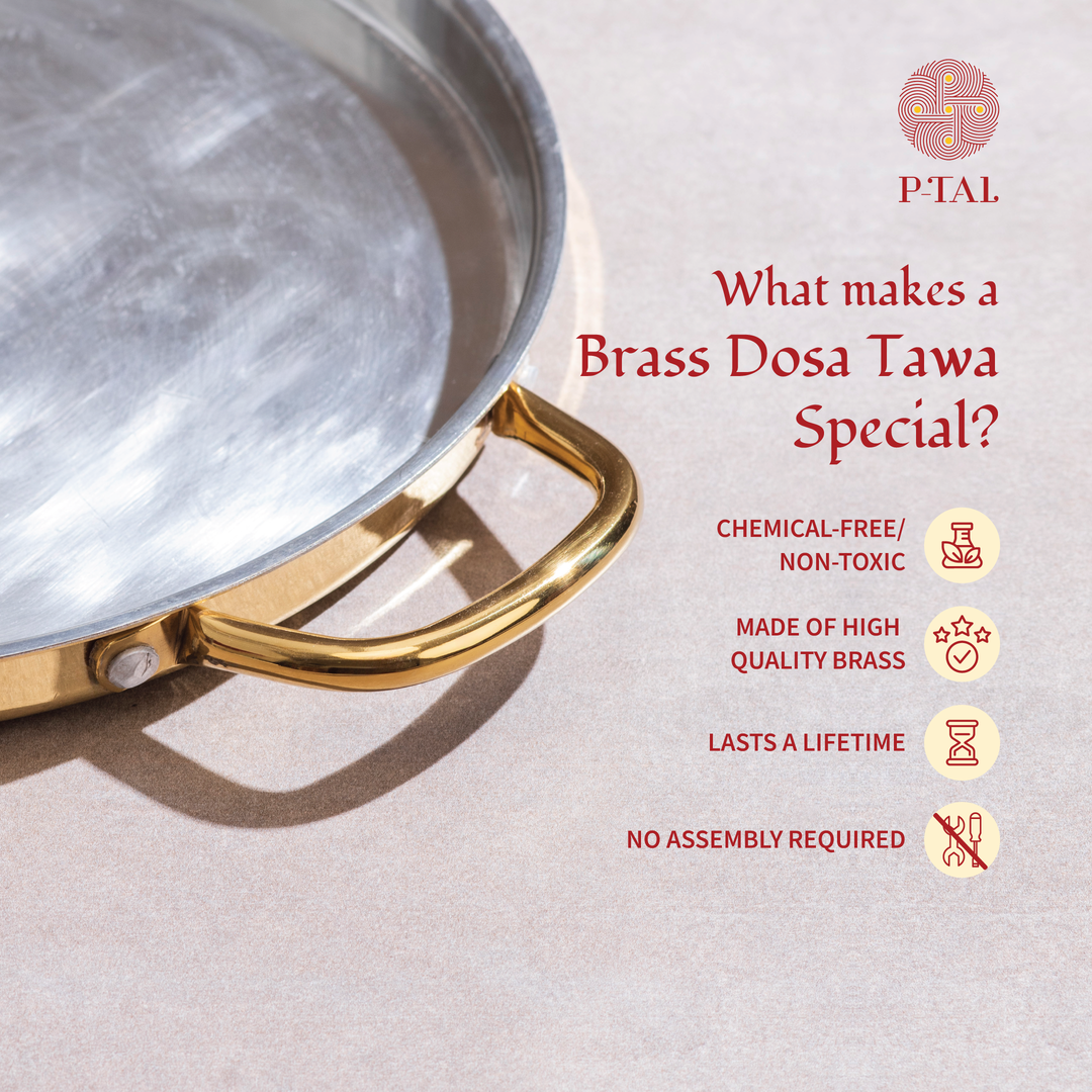 Brass Dosa Tawa with Insulated handles- All Purpose Pan