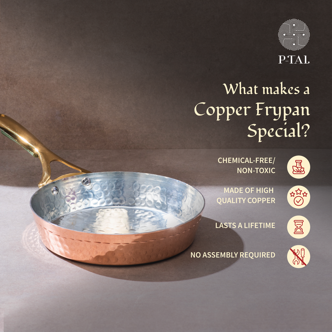 Copper Frypan (Frying Pan) with Brass Handle - Saute Pan