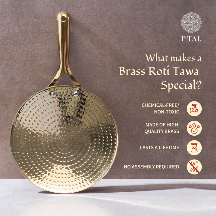 Brass Roti Tawa with Insulated handles- Tawa/Griddle Pan