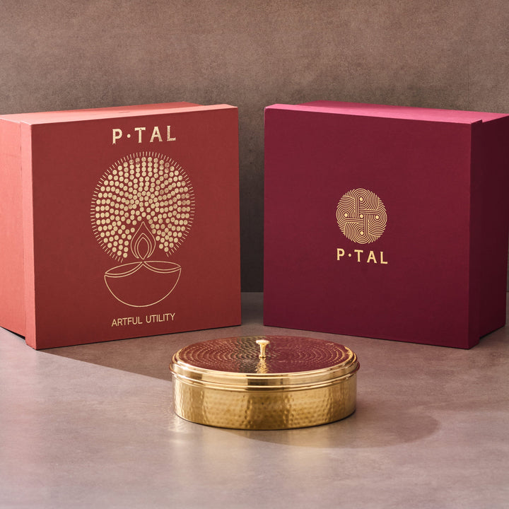 Brass Masala Daani / Spice Box in Gift Box P-TAL