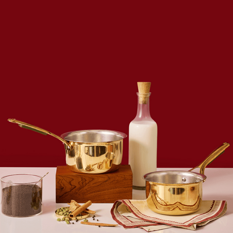 Brass Saucepan with insulated handle P-TAL