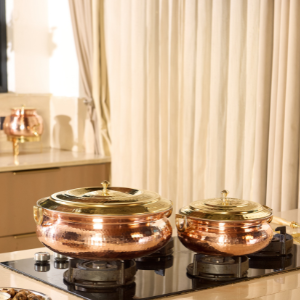 Copper Hammered Lagan/ Wide and shallow copper cooking vessel/ Copper Hammered Braiser - Copper Chafing Dish P-TAL