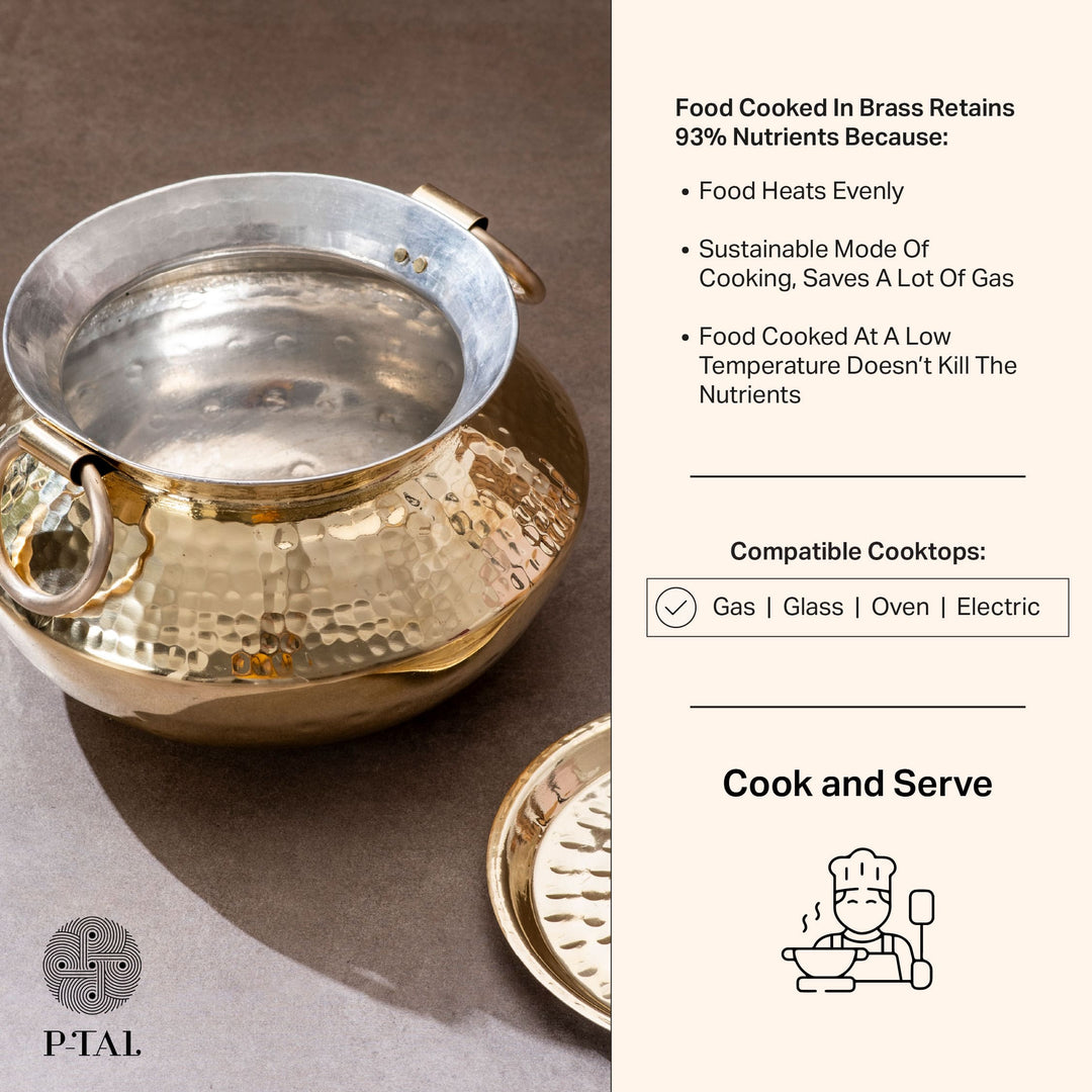 Brass Indian Style Wok/ Brass Soup Pot