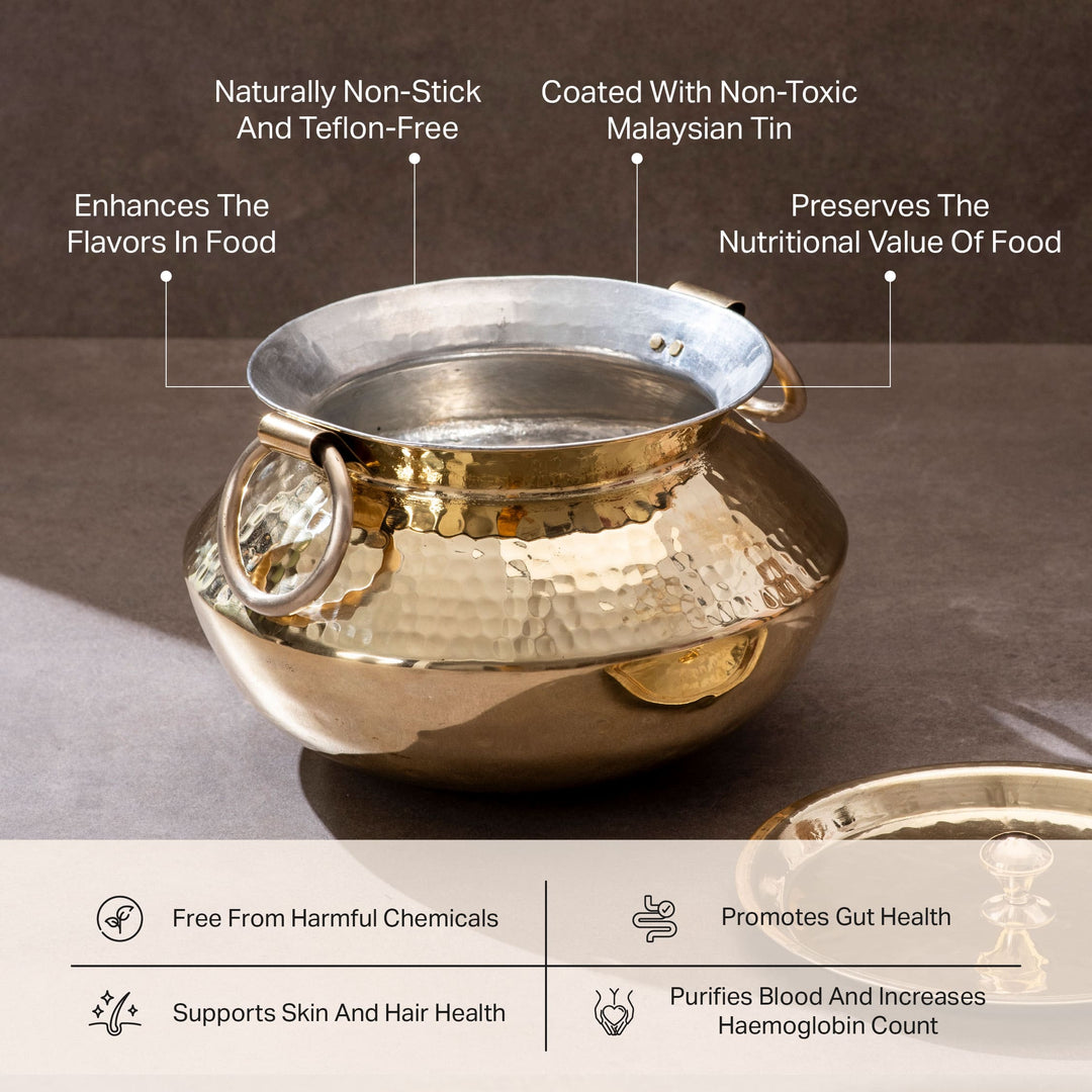 Brass Indian Style Wok/ Brass Soup Pot
