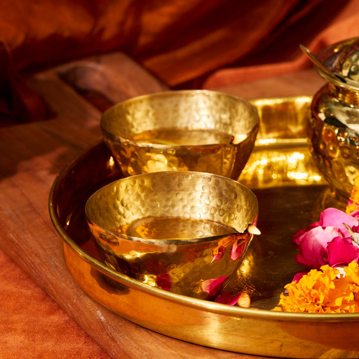 Brass Diya (set of 4 in gift box) P-TAL: Traditional Kitchenware and Drinkware