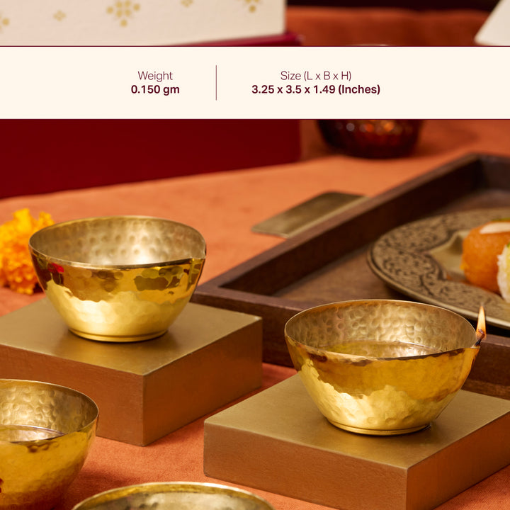Brass Diya (set of 4 in gift box) P-TAL: Traditional Kitchenware and Drinkware
