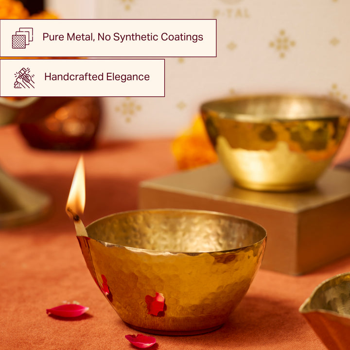 Brass Diya (set of 4 in gift box) P-TAL: Traditional Kitchenware and Drinkware