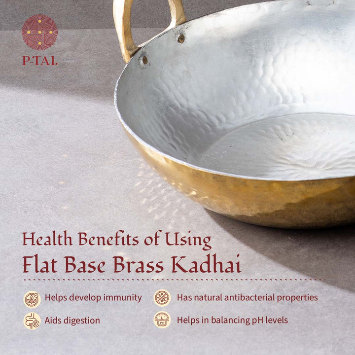 Brass Karahi Flat Base (Deep & flat bottom cooking/serving utensil)